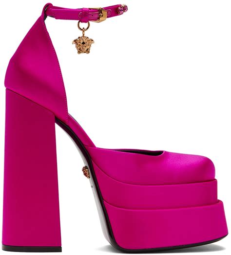 versace pink diamond heels|Versace pink chunky heel.